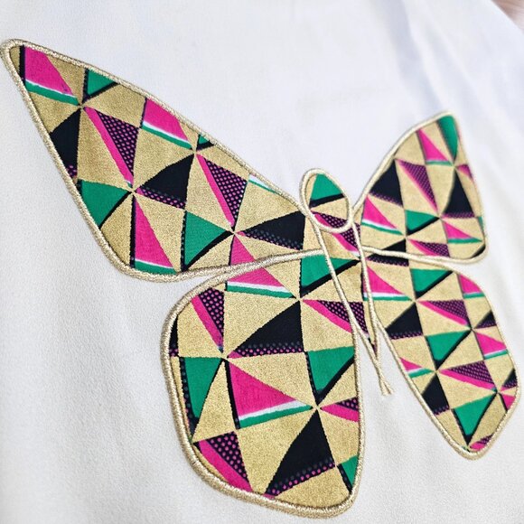 NWOT Maison Monarque Lagos White Butterfly Mini Dress Tunic, OS, S/M - Picture 8 of 8